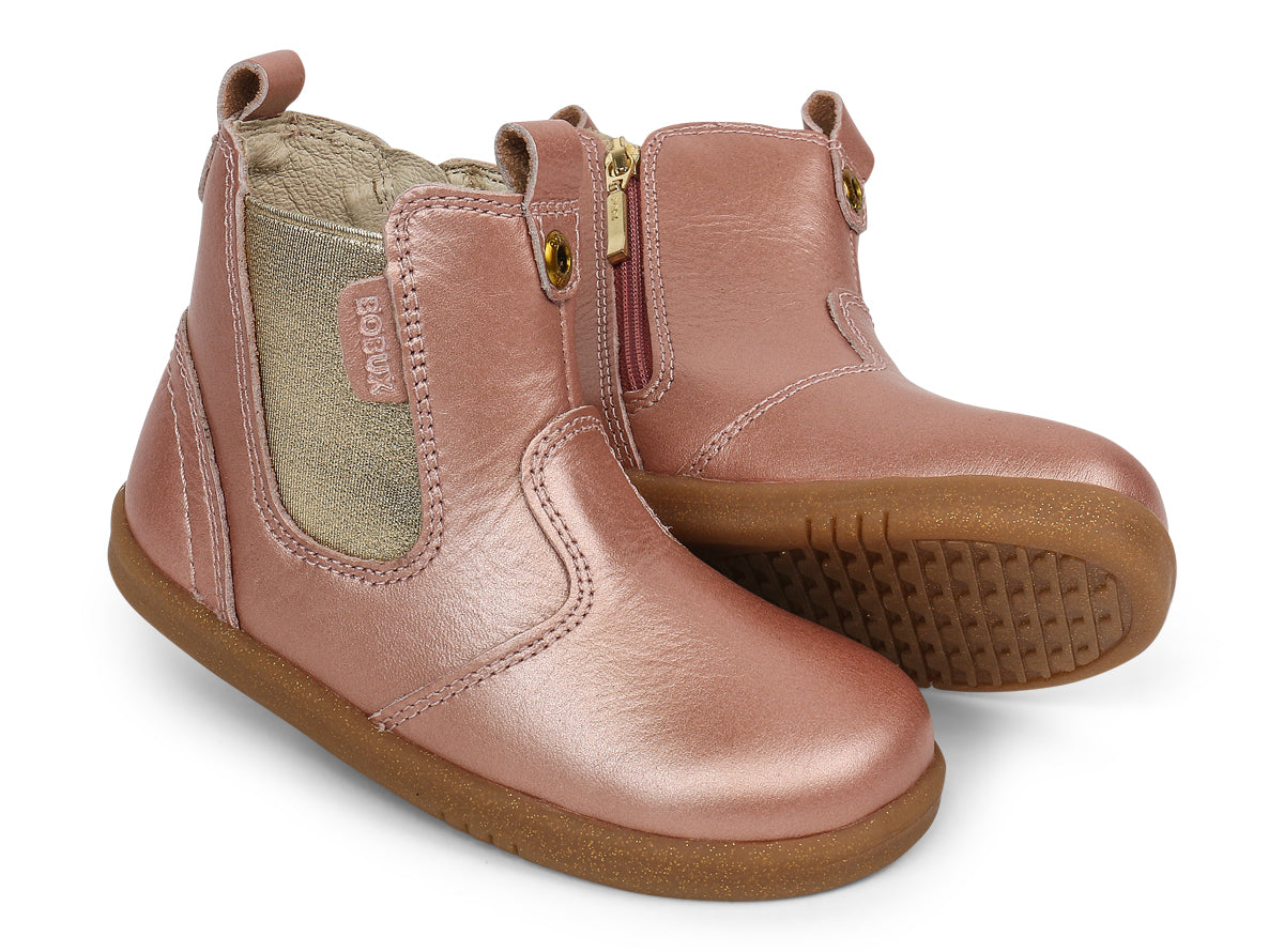 Bobux i walk leather jodhpur boots in rose gold