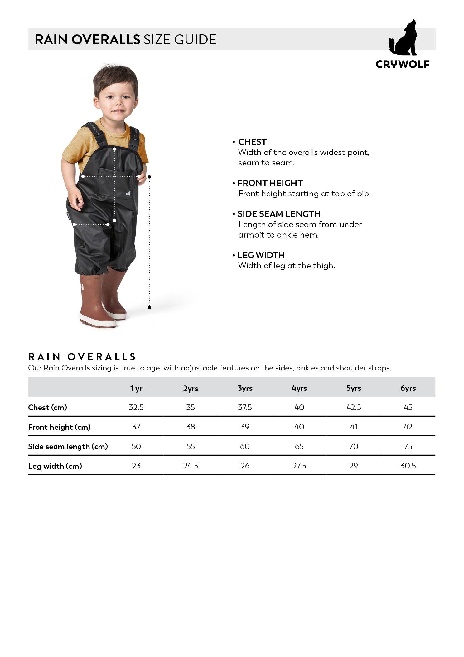 crywolf rain overalls in black
