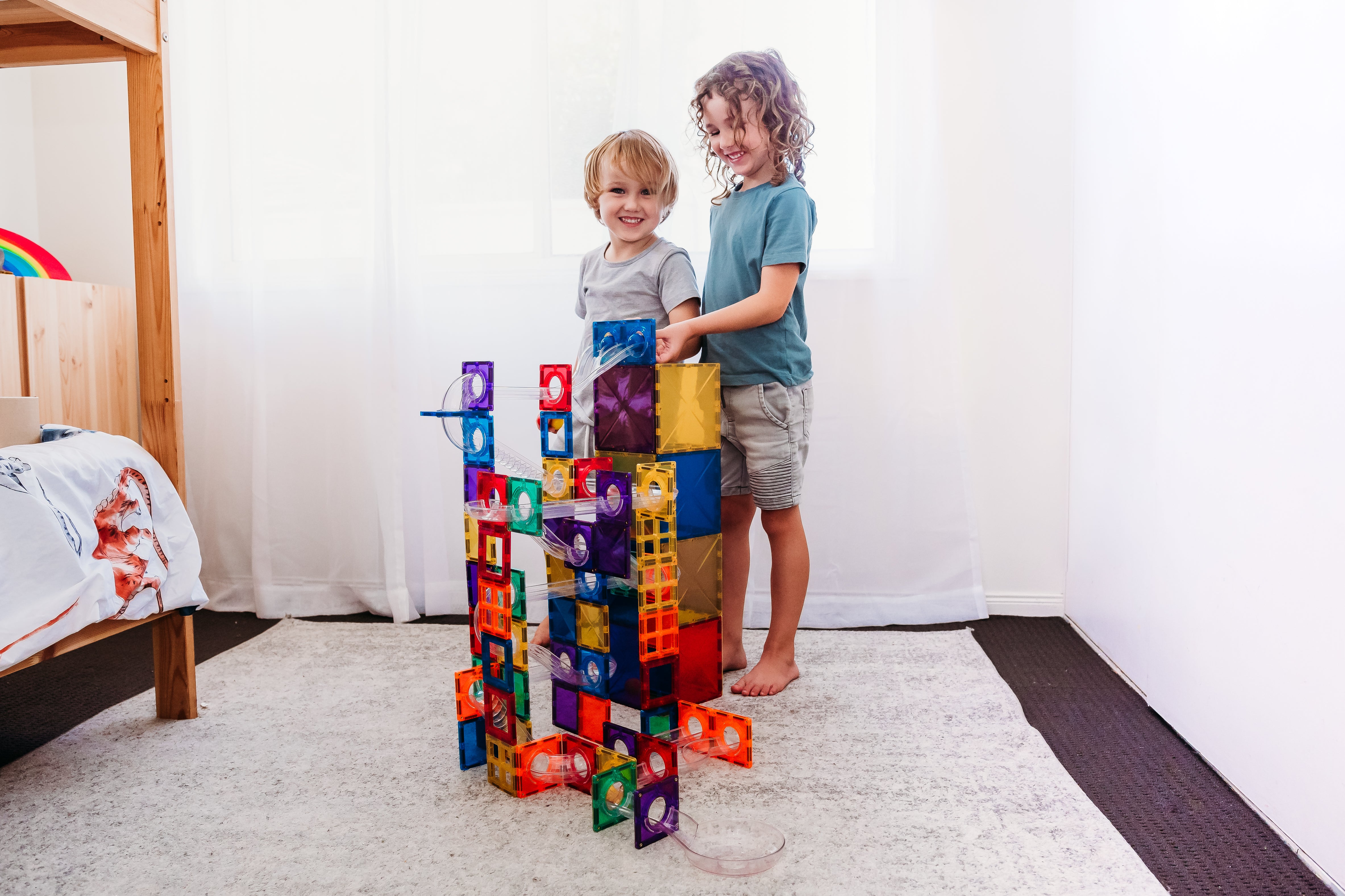 connetix tiles ball run set 92 pieces magnetic marble run