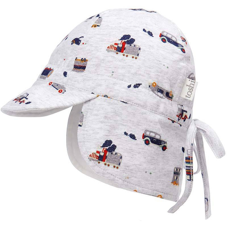 toshi bambini flap cap baby sunhat in toot toot print