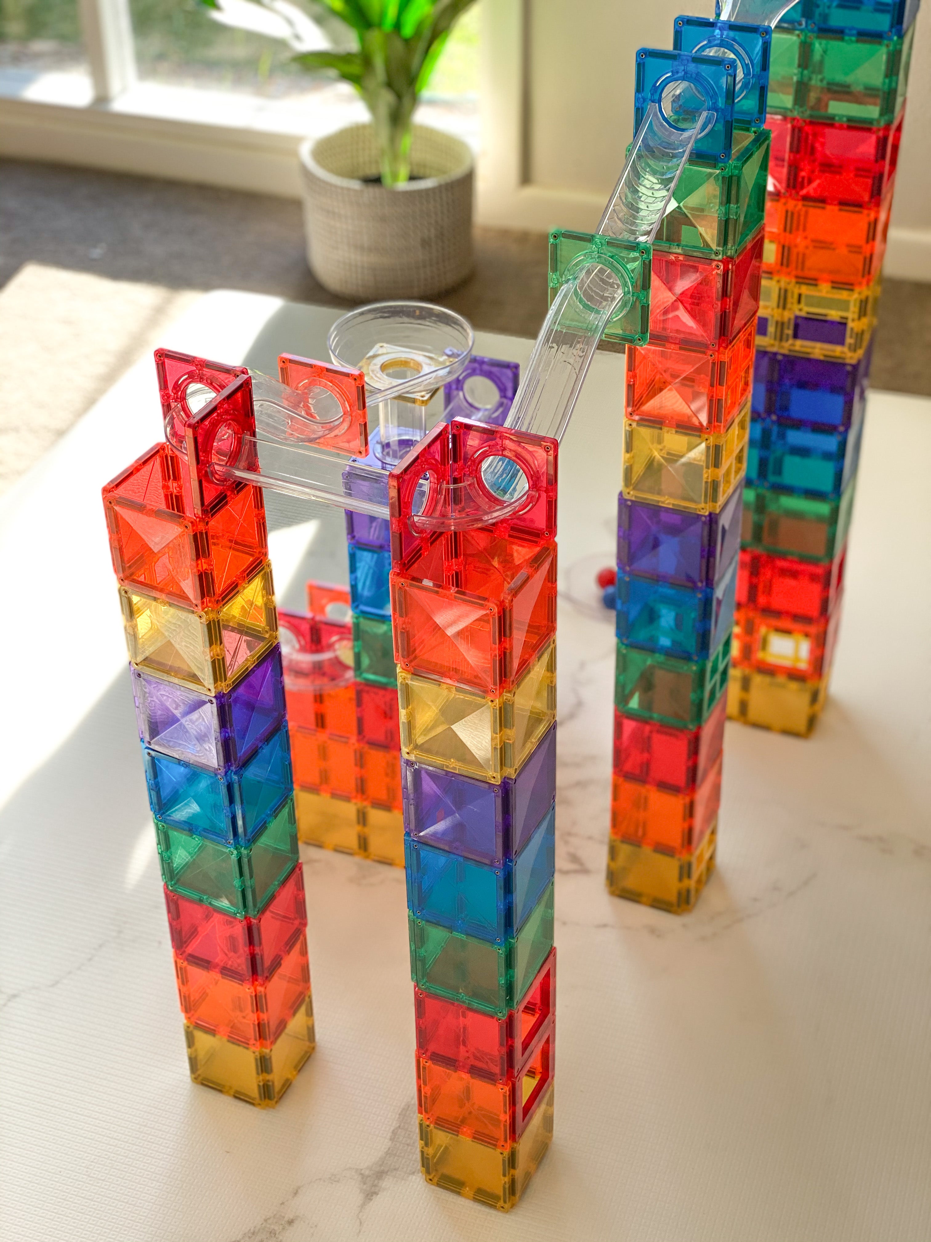 connetix tiles ball run set 92 pieces magnetic marble run