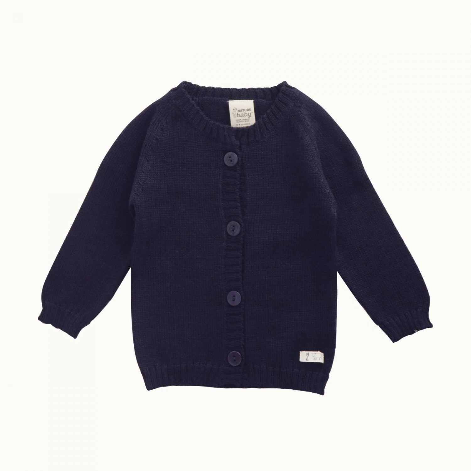 nature baby merino knit cardigan in navy