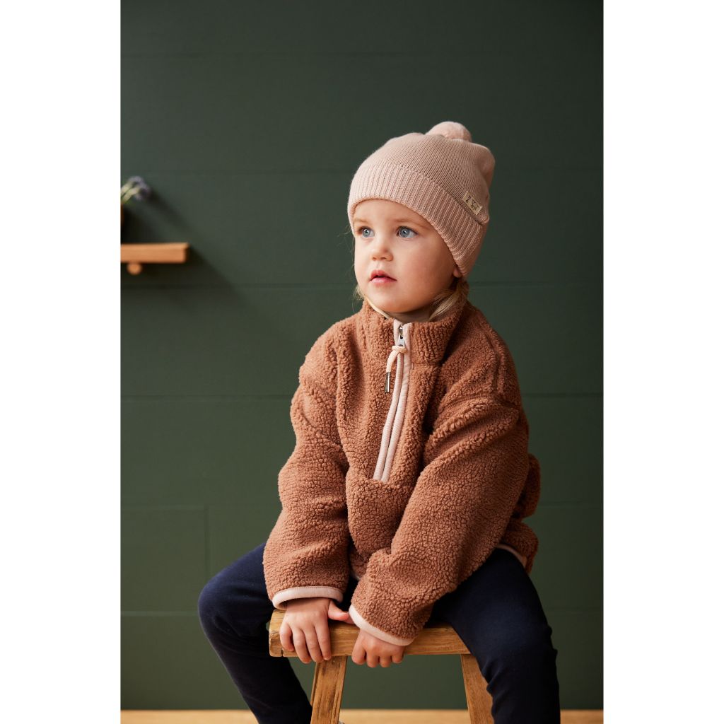 Nature Baby Merino Alpine Pom Pom Beanie (Rose Dust)