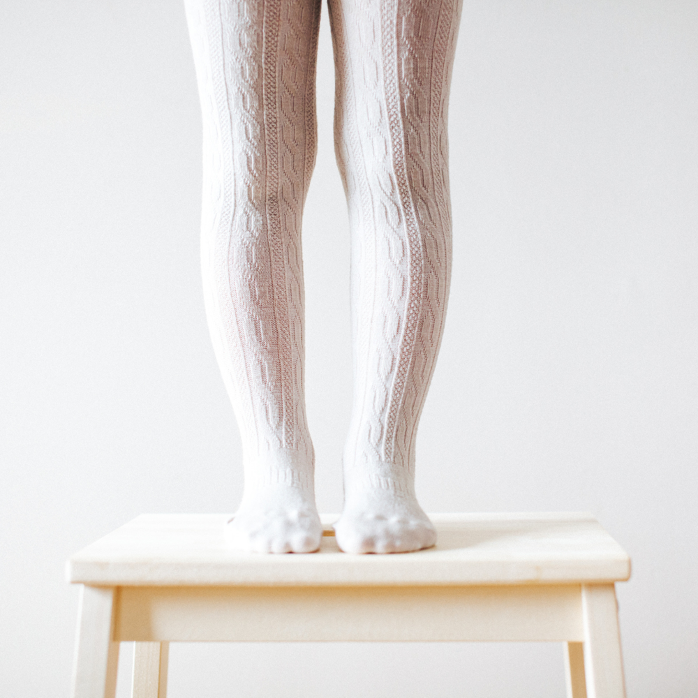 lamington merino wool footed cable tights in oatmeal