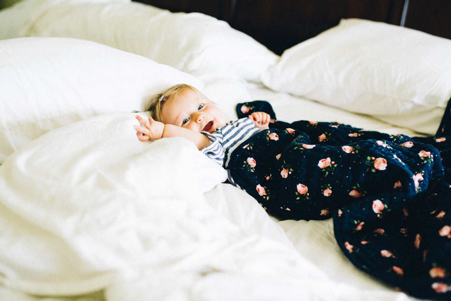 little unicorn cotton muslin swaddle in midnight rose