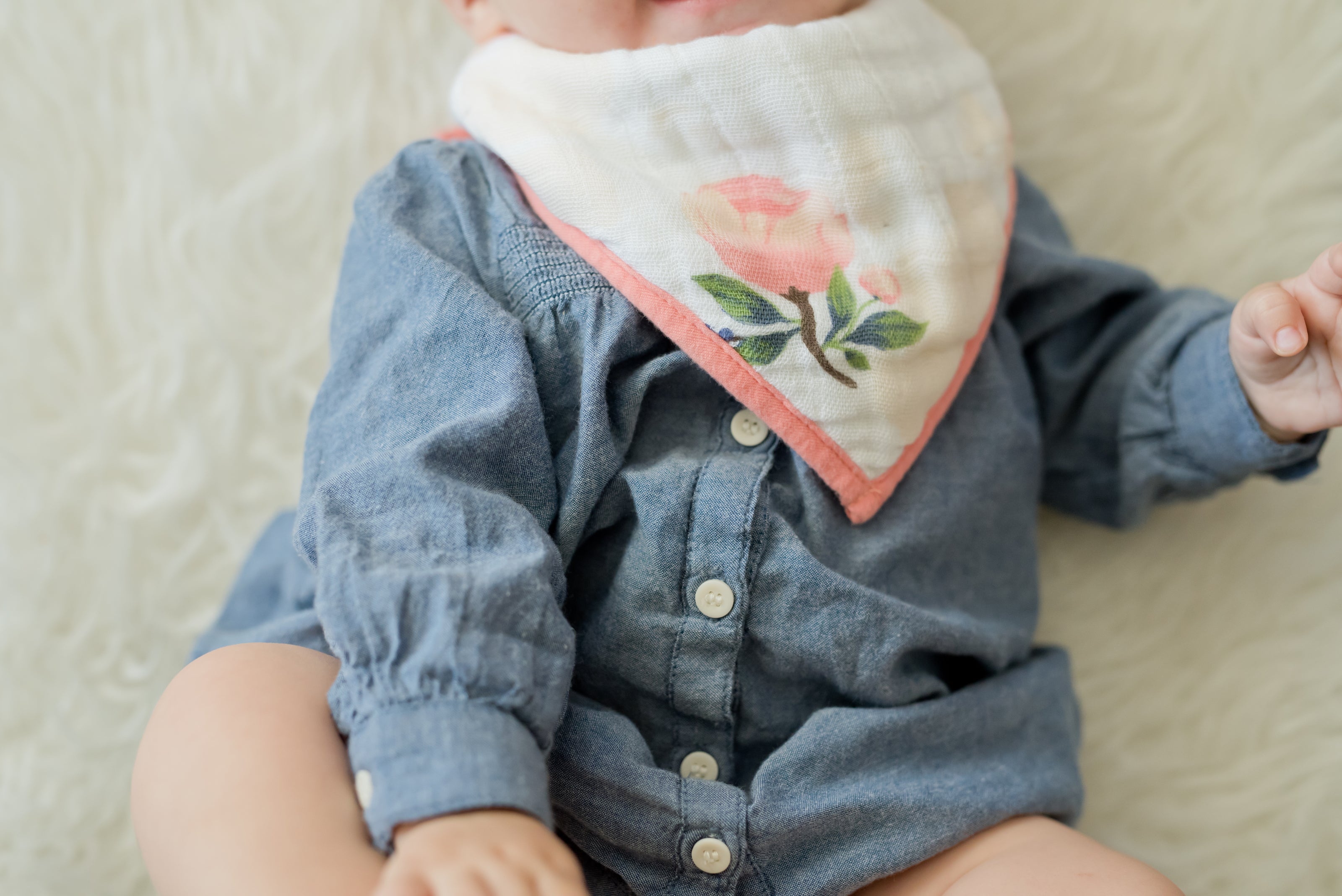 little unicorn cotton muslin bandana bibs set in watercolour roses