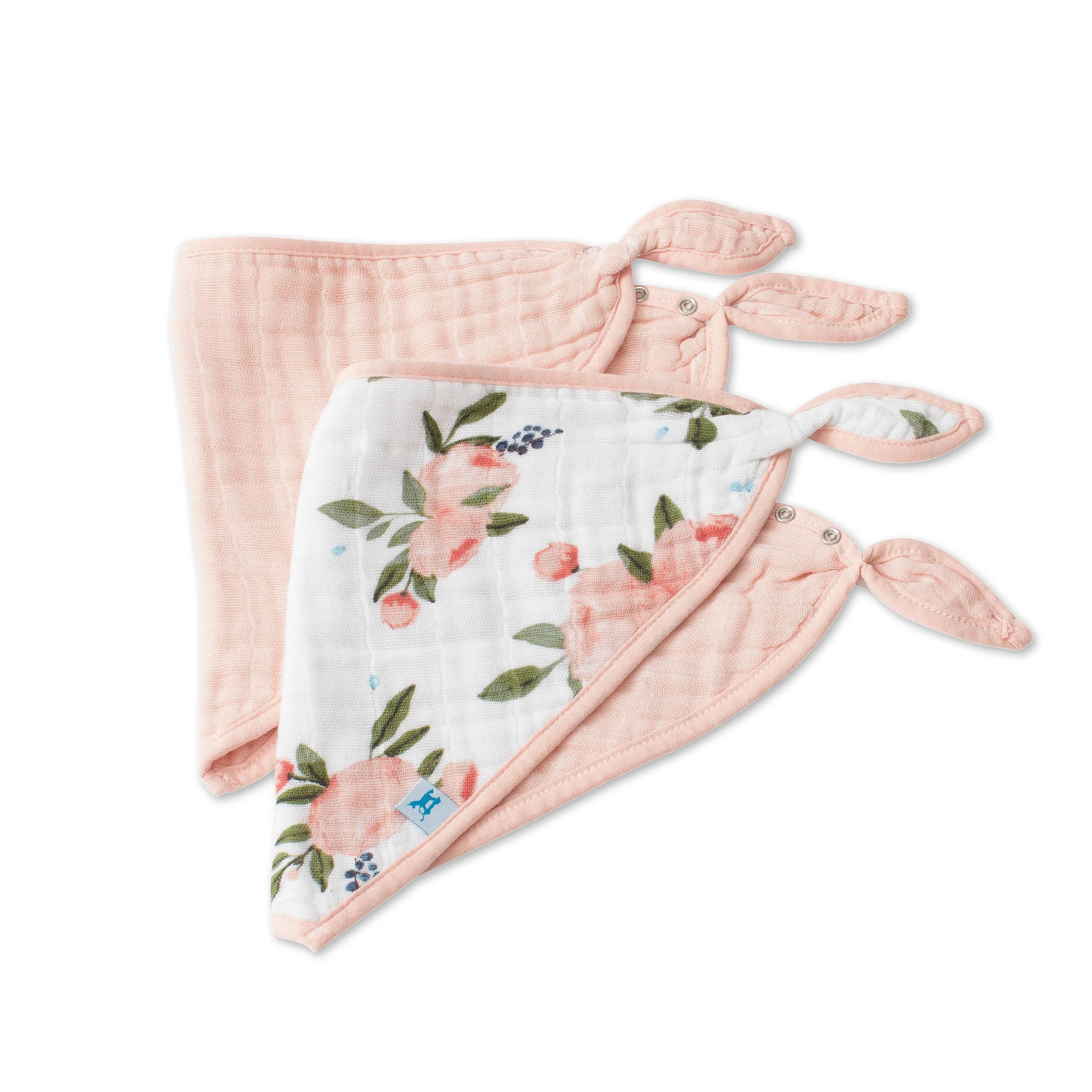 little unicorn cotton muslin bandana bibs set in watercolour roses