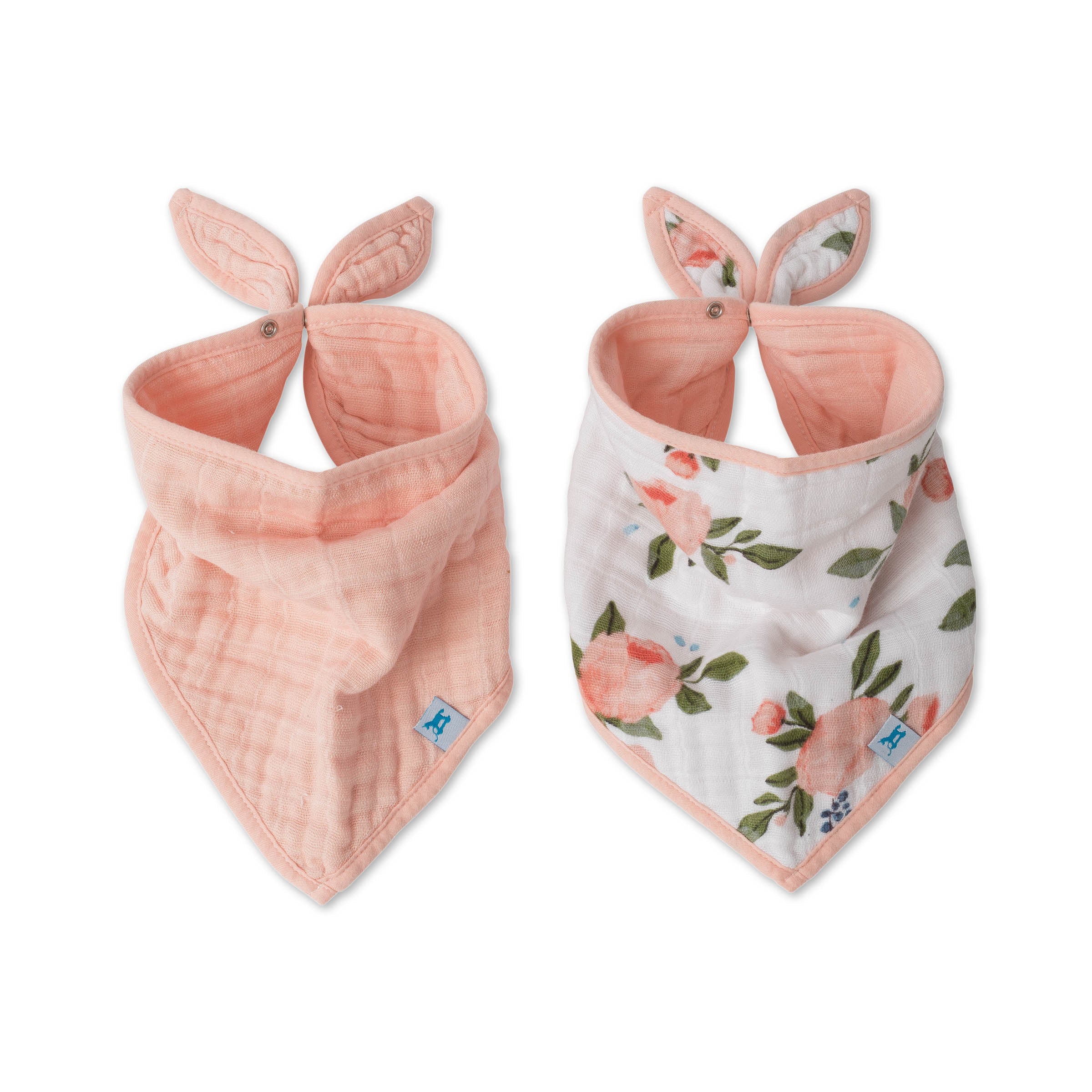 little unicorn cotton muslin bandana bibs set in watercolour roses