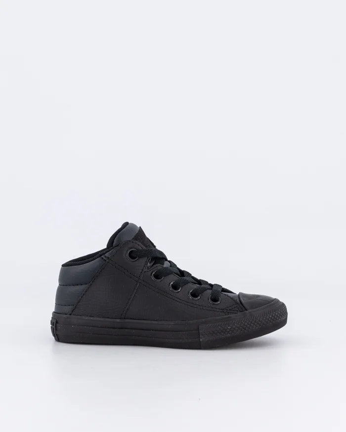 Converse Youth Easy On Leather Mid Cut Sneaker (Black)