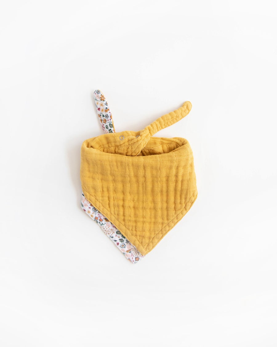 Little Unicorn Cotton Muslin Reversible Bandana Bib (Pressed Petals)
