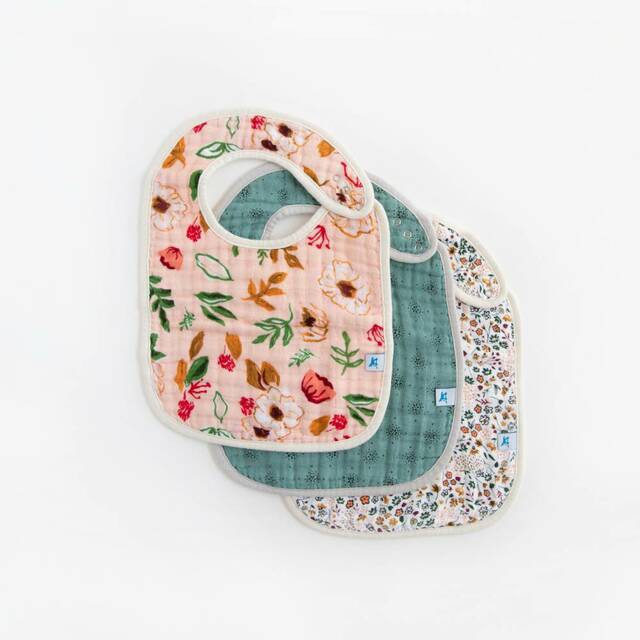 Little Unicorn Cotton Muslin Classic Bib 3 Pack (Vintage Floral)