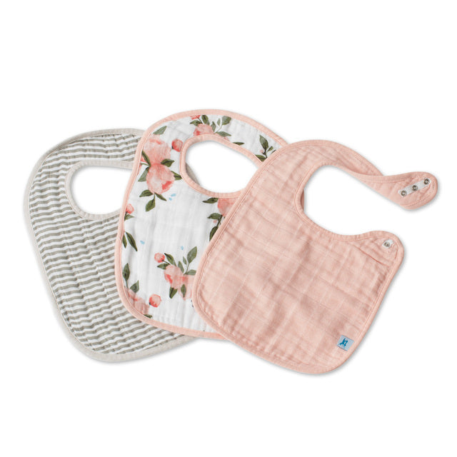 Little Unicorn Cotton Muslin Classic Bib 3 Pack (Watercolour Roses)