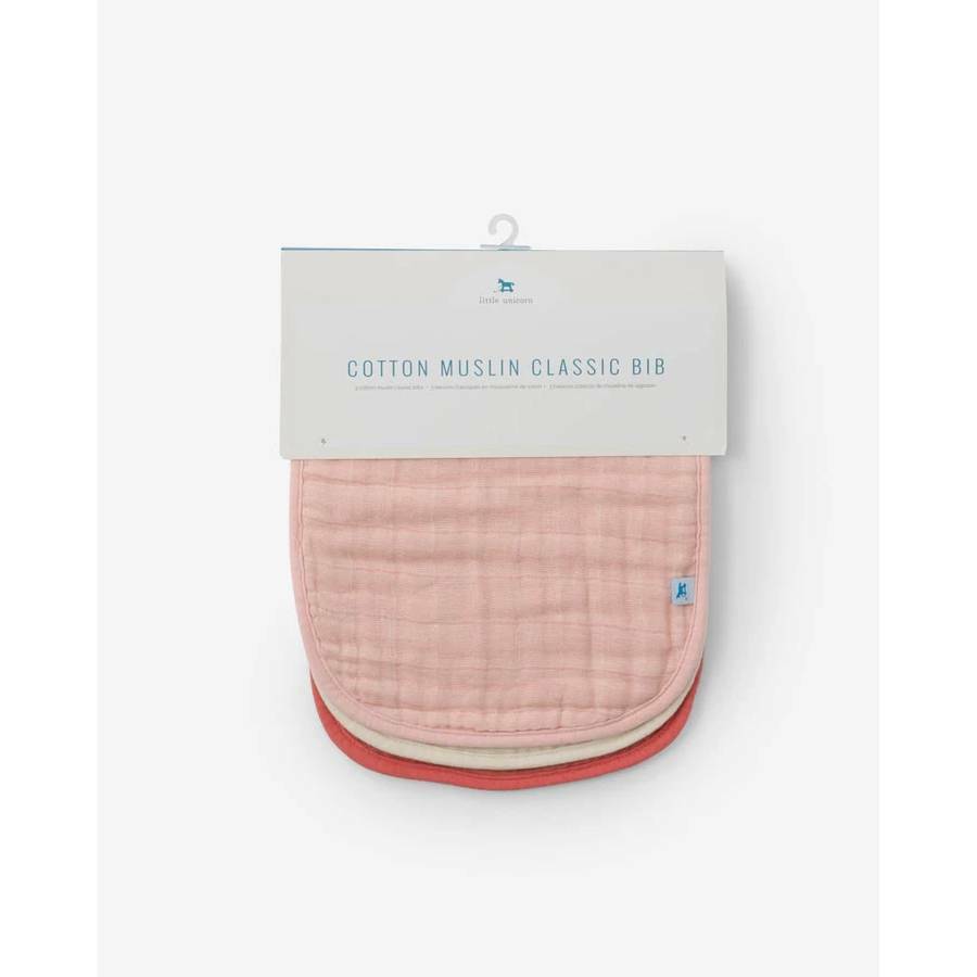 Little Unicorn Cotton Muslin Classic Bib 3 Pack (Rose Petal)