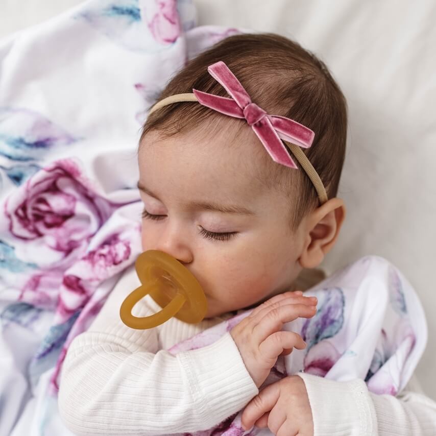 snuggle hunny kids petite velvet bow in mauve