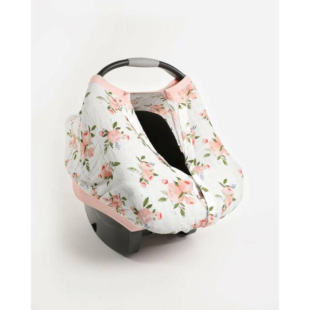 Little Unicorn Muslin Car Seat Canopy V2 (Watercolour Roses)