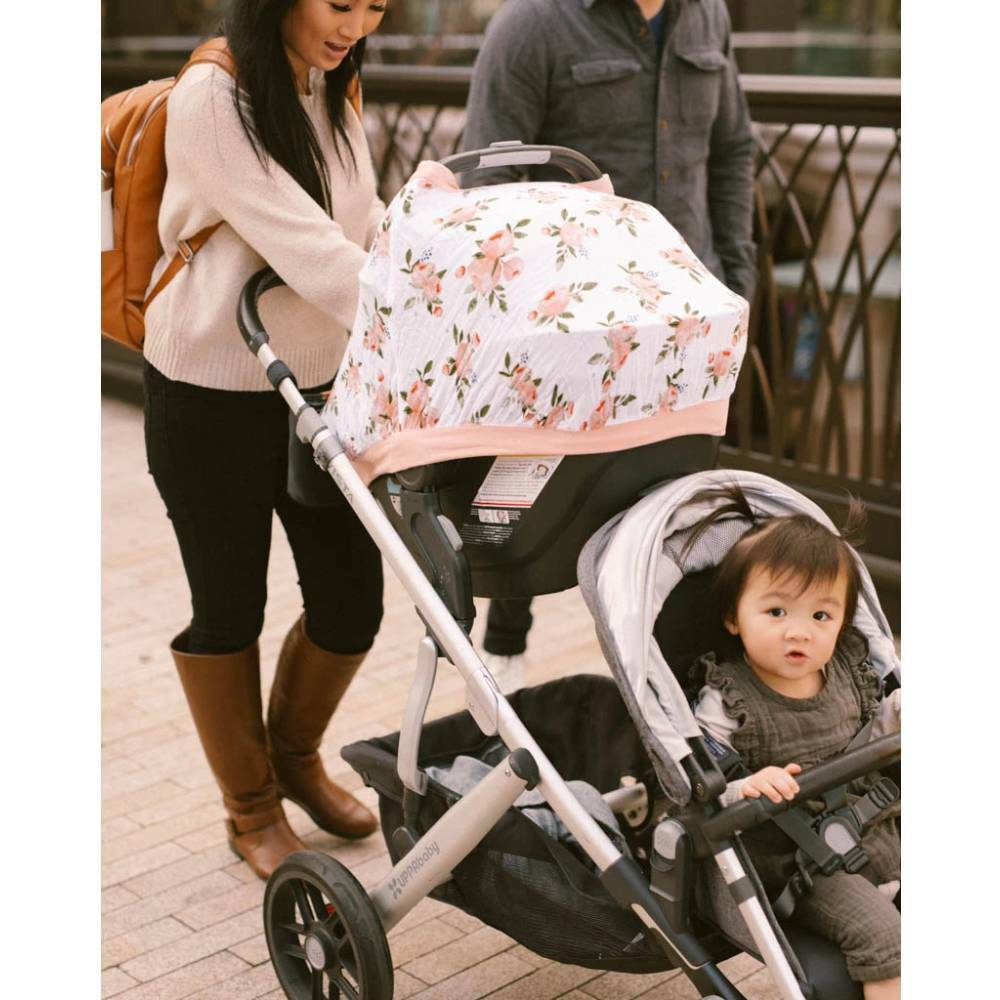 Little Unicorn Muslin Car Seat Canopy V2 (Watercolour Roses)