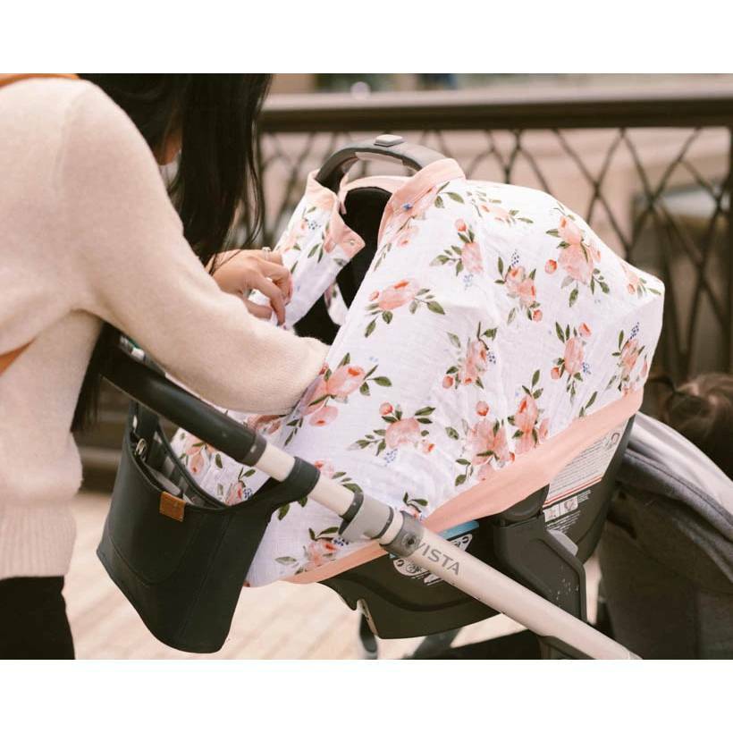 Little Unicorn Muslin Car Seat Canopy V2 (Watercolour Roses)