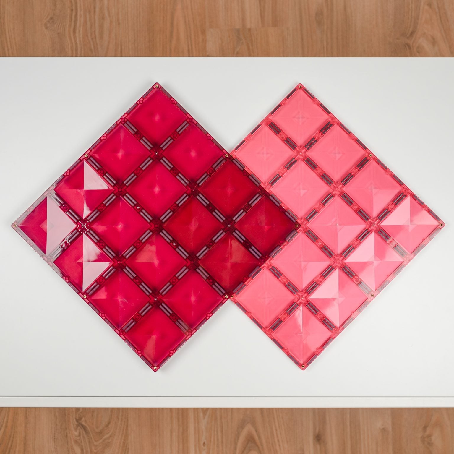 connetix magnetic tiles 2 piece pink & berry base plate pack