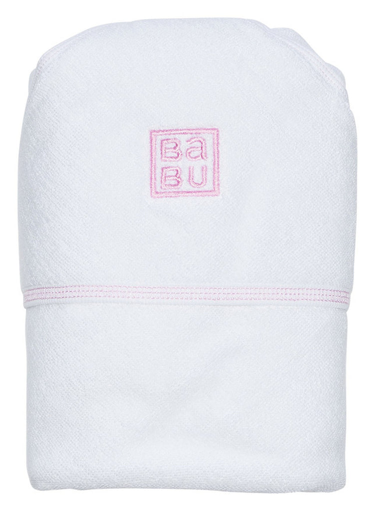 Babu Hooded Baby Towel (Pink Stitch)