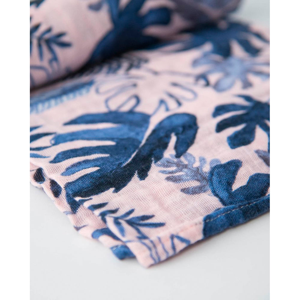 little unicorn cotton muslin swaddle in tropical pink