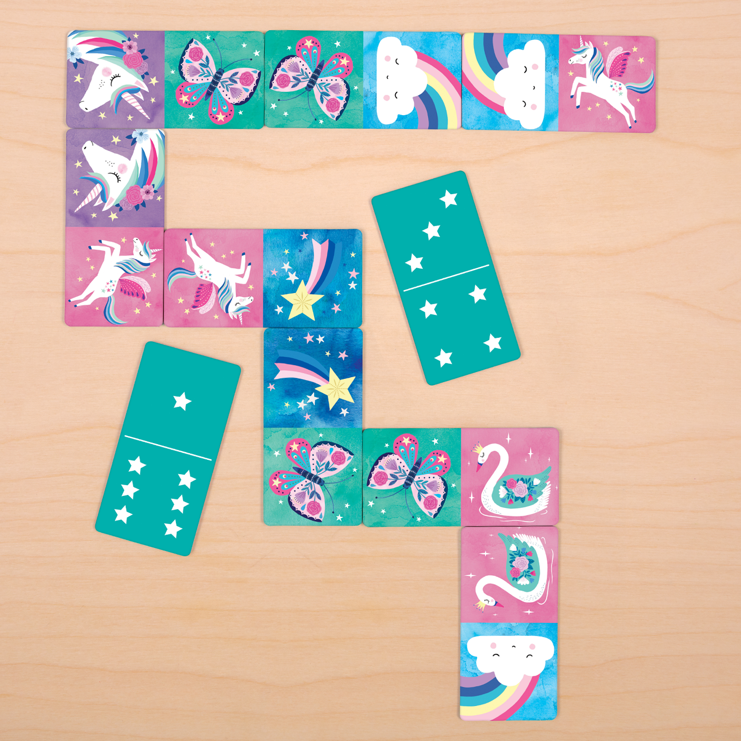 mudpuppy dominoes set unicorns
