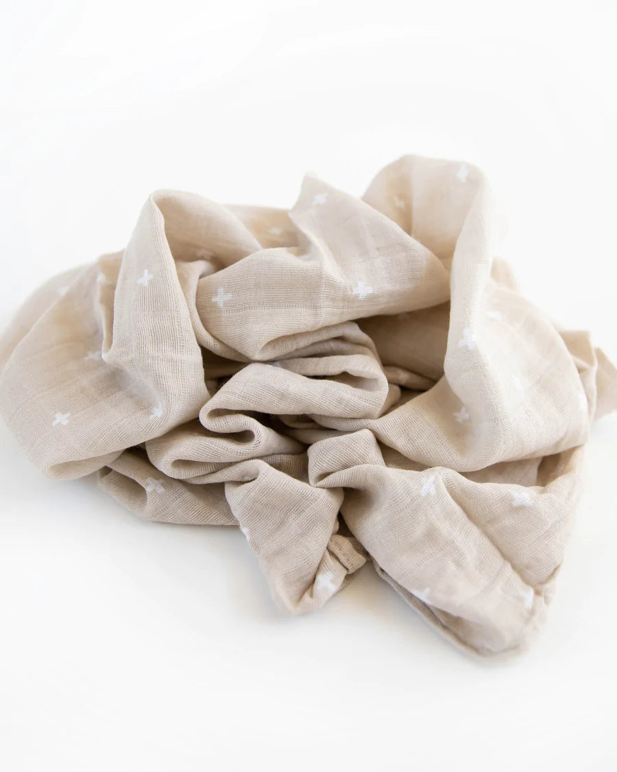 Little Unicorn Cotton Muslin Swaddle (Taupe Cross)