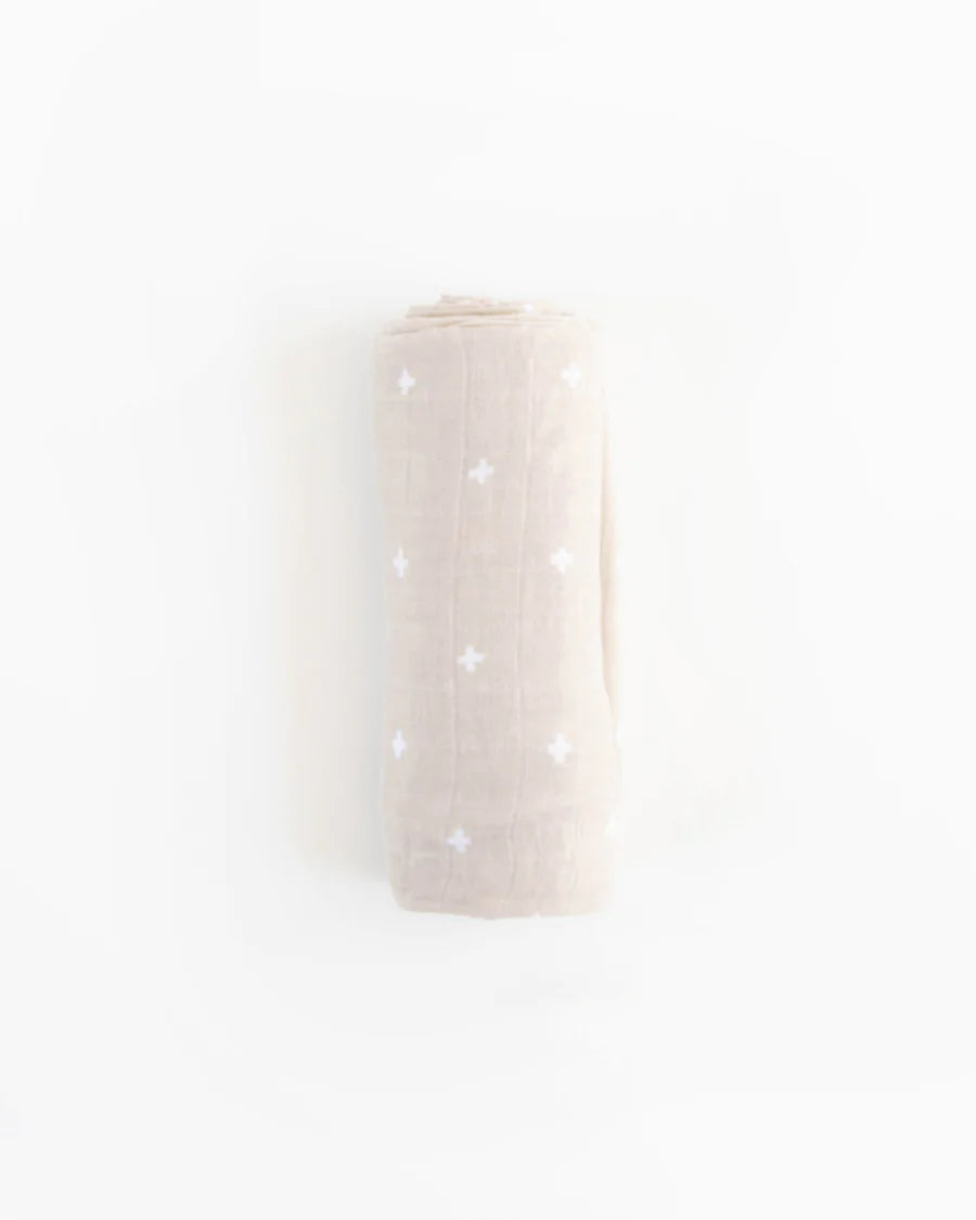 Little Unicorn Cotton Muslin Swaddle (Taupe Cross)