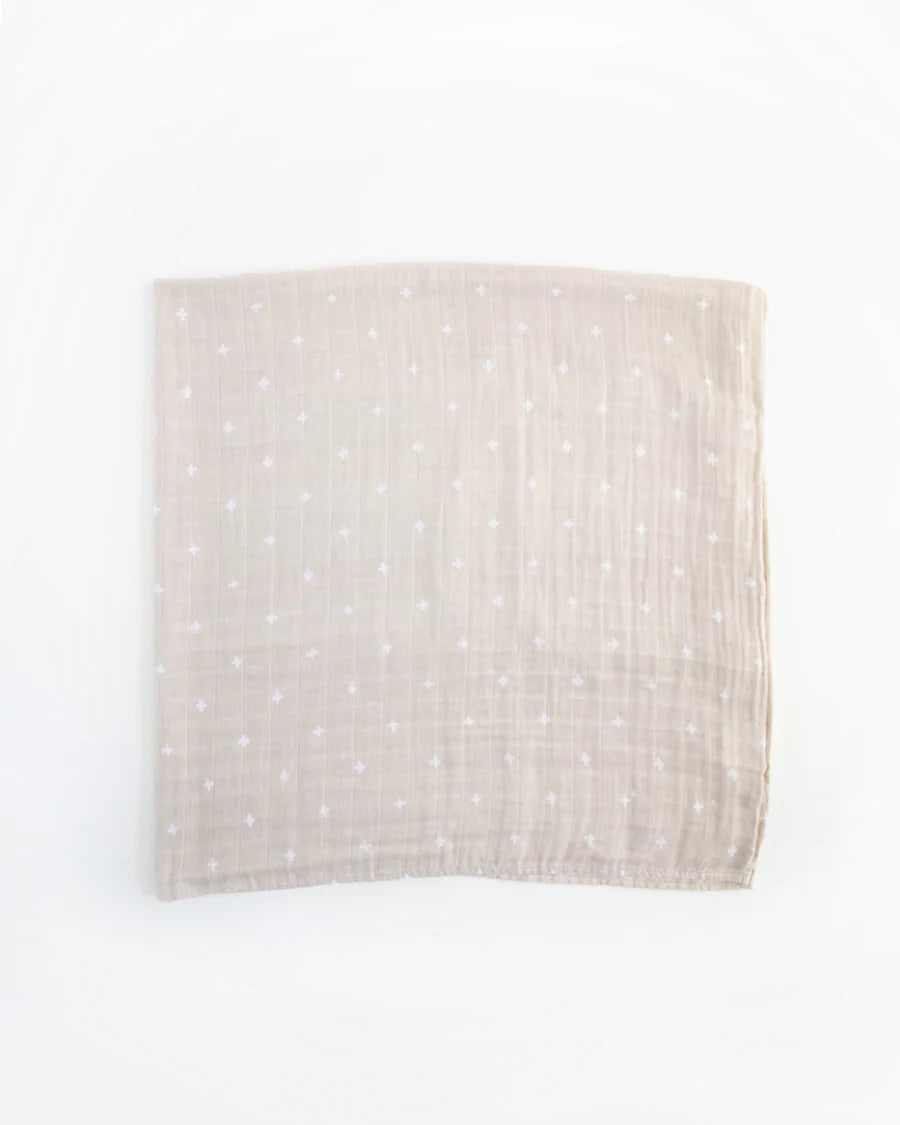 Little Unicorn Cotton Muslin Swaddle (Taupe Cross)