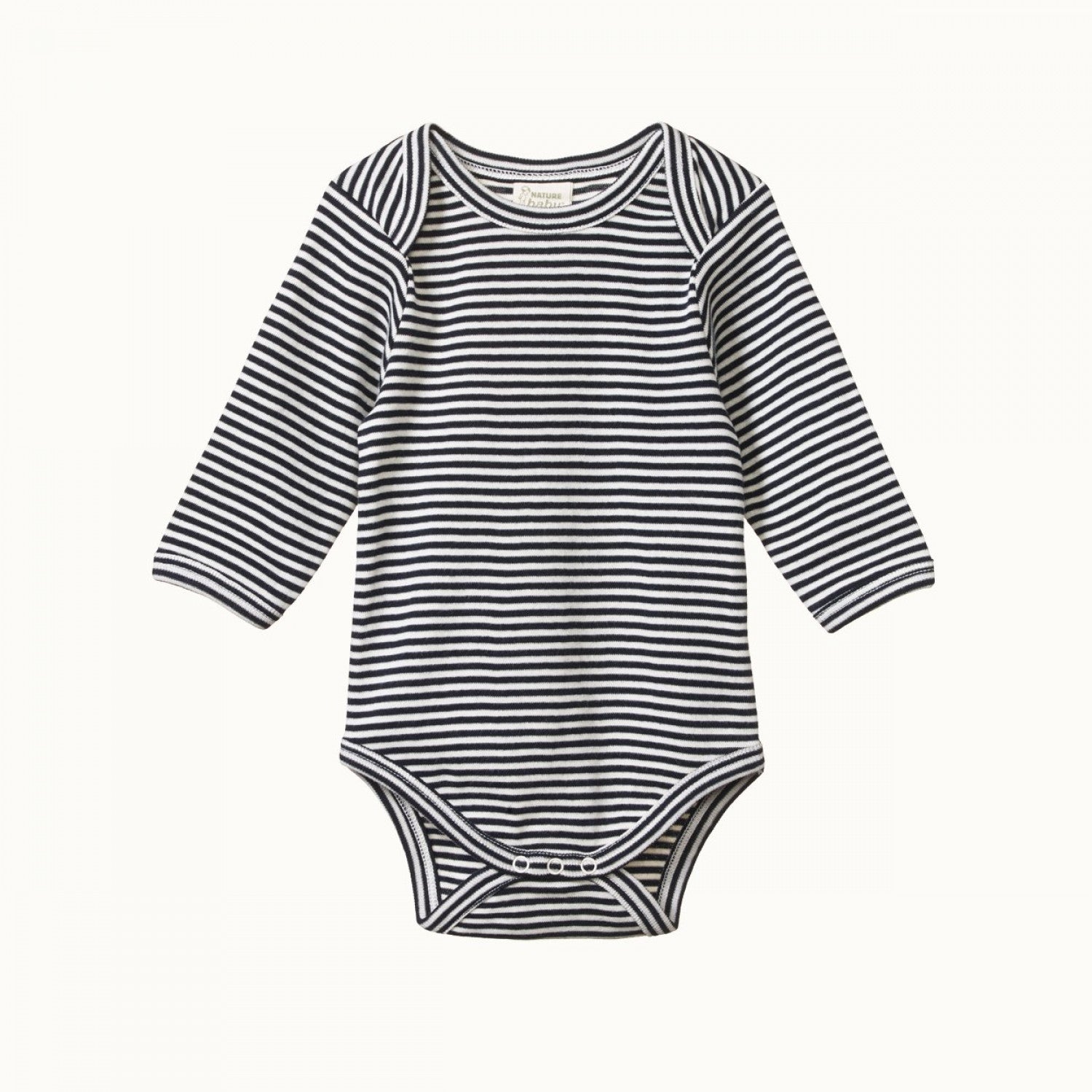nature baby organic cotton long sleeve bodysuit in navy stripe