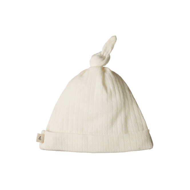Nature Baby Merino Pointelle Knotted Beanie (Natural)