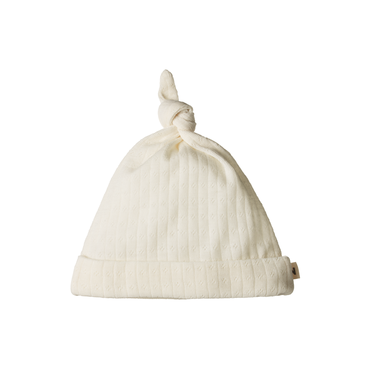 Nature Baby Merino Pointelle Knotted Beanie (Natural)