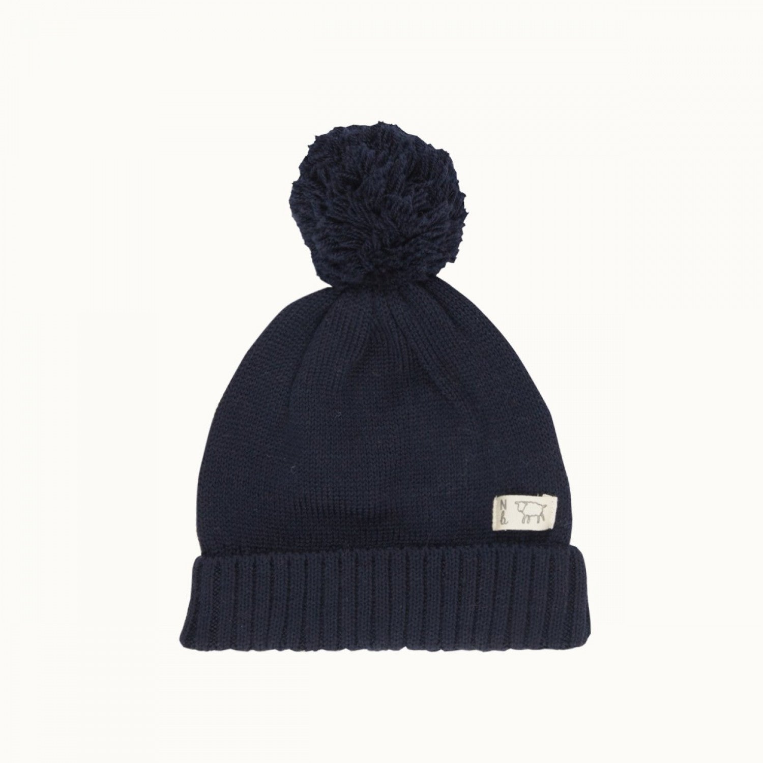 nature baby alpine pom pom beanie in navy