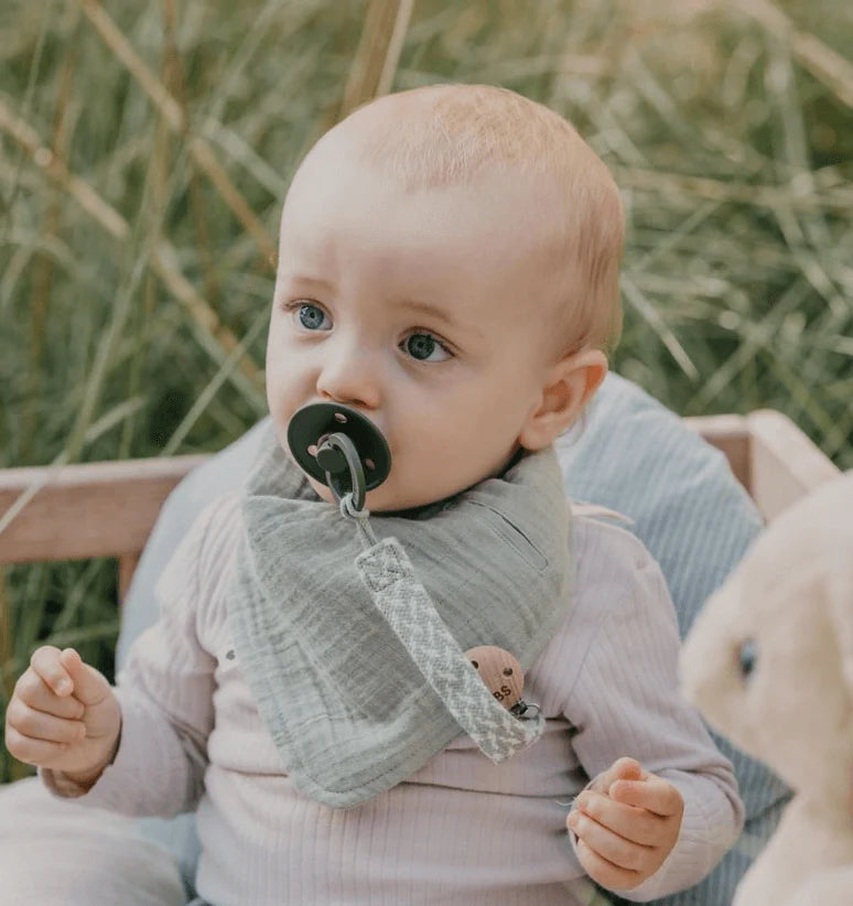 Bibs Paci Braid Pacifier Clip (Sage/Ivory)