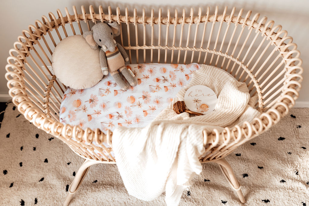 snugglehunny kids bassinet sheet in paradise print
