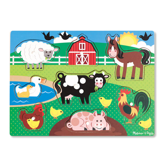 melissa & doug peg puzzle farm animals