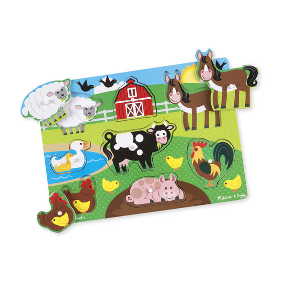 melissa & doug peg puzzle farm animals
