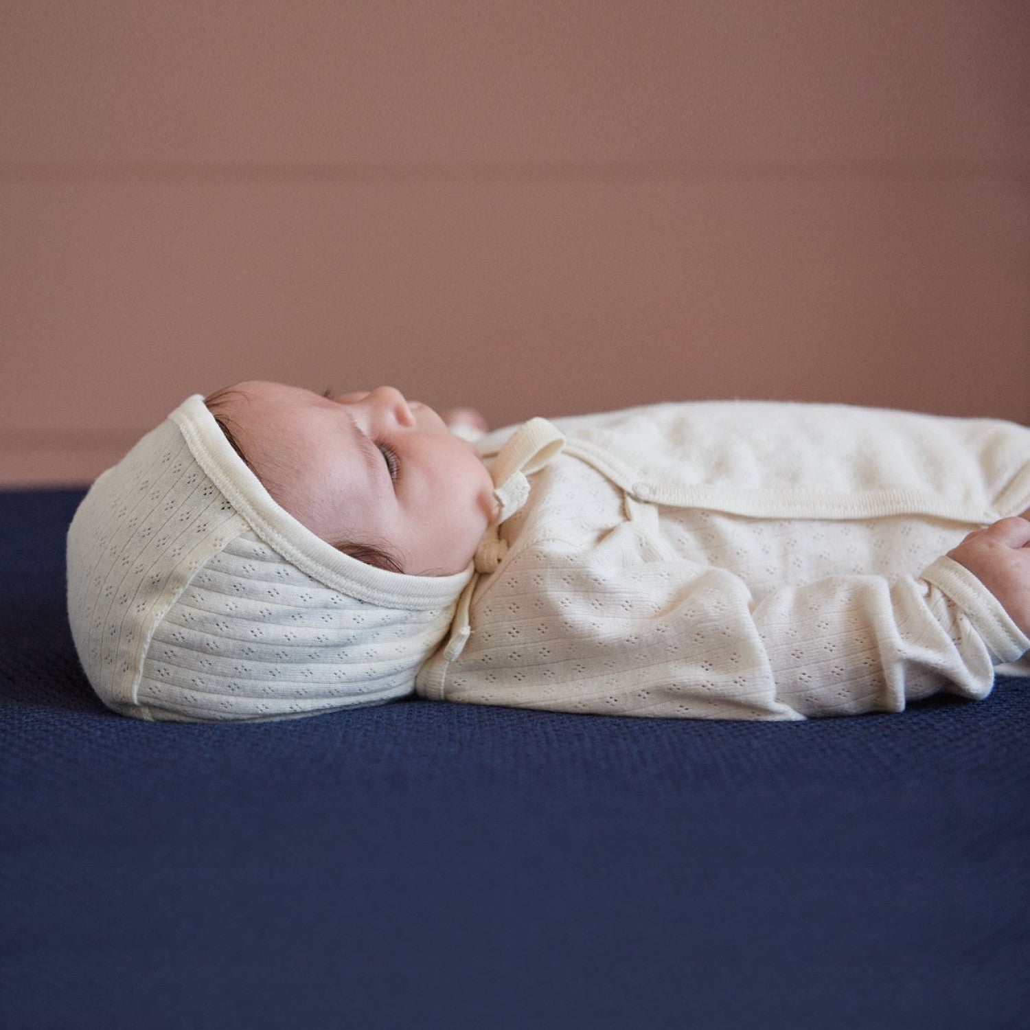 nature baby long sleeve kimono bodysuit in pointelle natural fabric