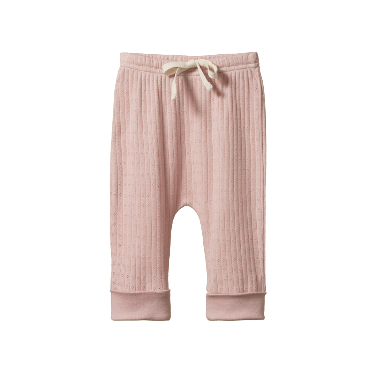 Nature Baby Organic Cotton Drawstring Pants Pointelle (Rose Bud)