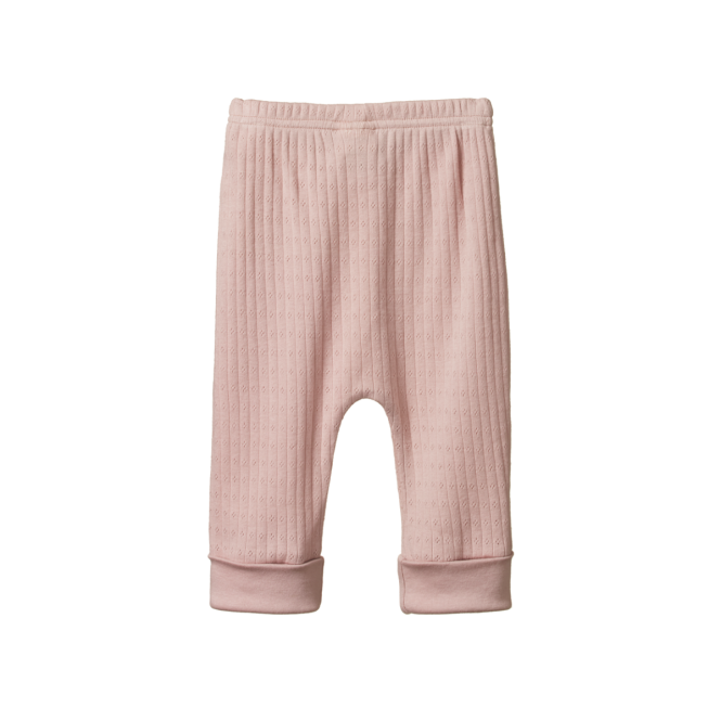 Nature Baby Organic Cotton Drawstring Pants Pointelle (Rose Bud)