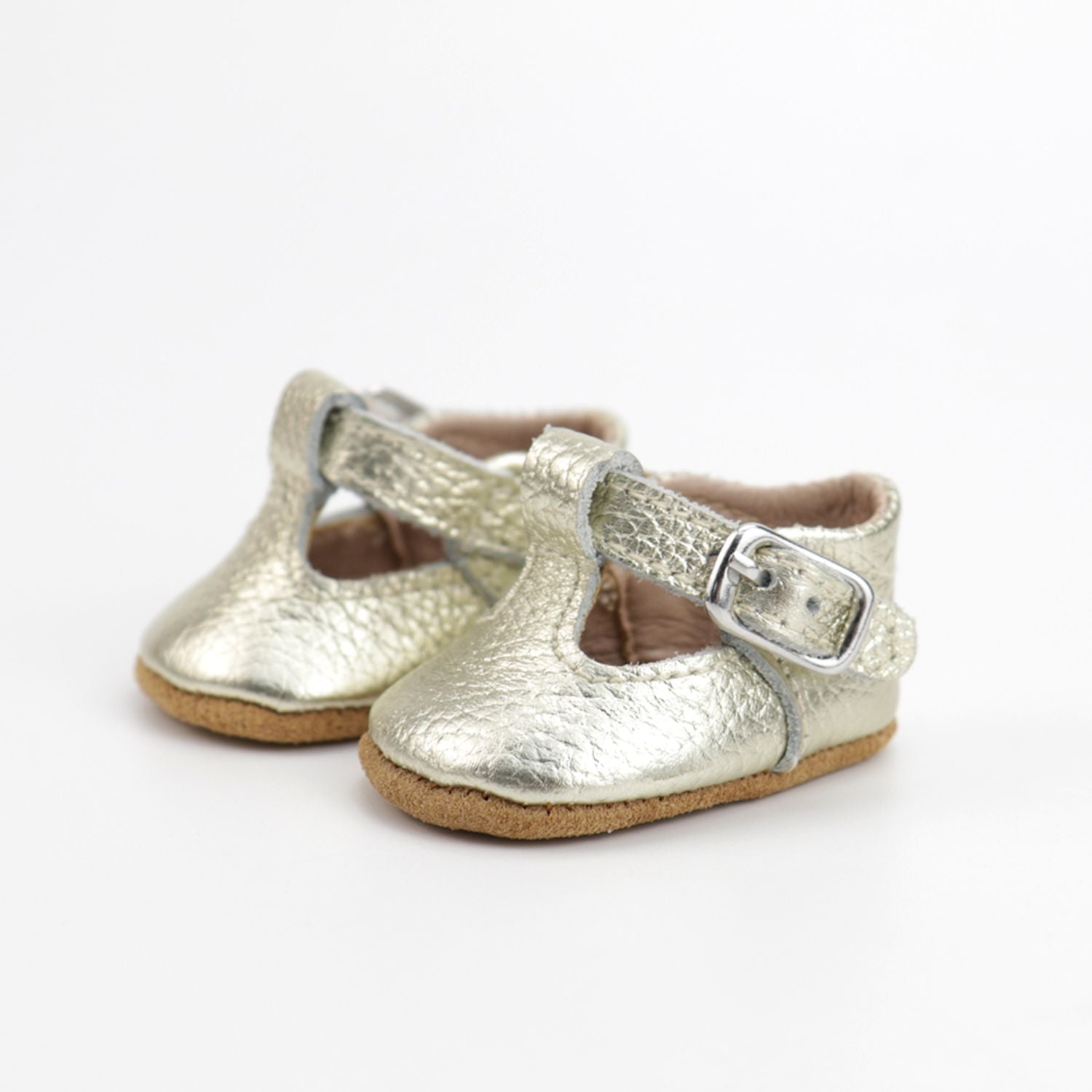 B&B + Wander Leather Doll's Shoes (T Bar Gold)