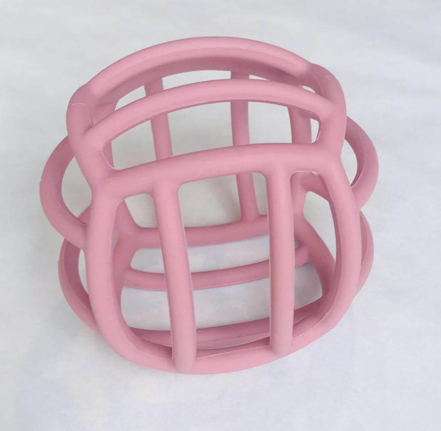 petite eats silicone teething ball in dusky rose