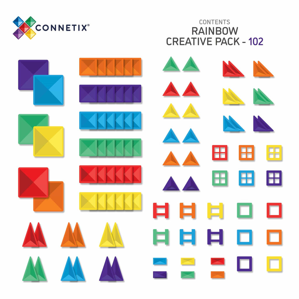 Connetix Tiles 102 Piece Creative Pack (Rainbow)
