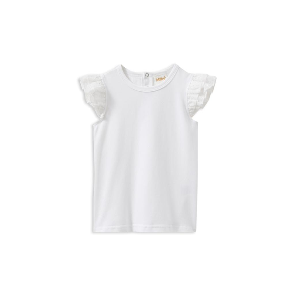 Milky White Broderie Frill Tee