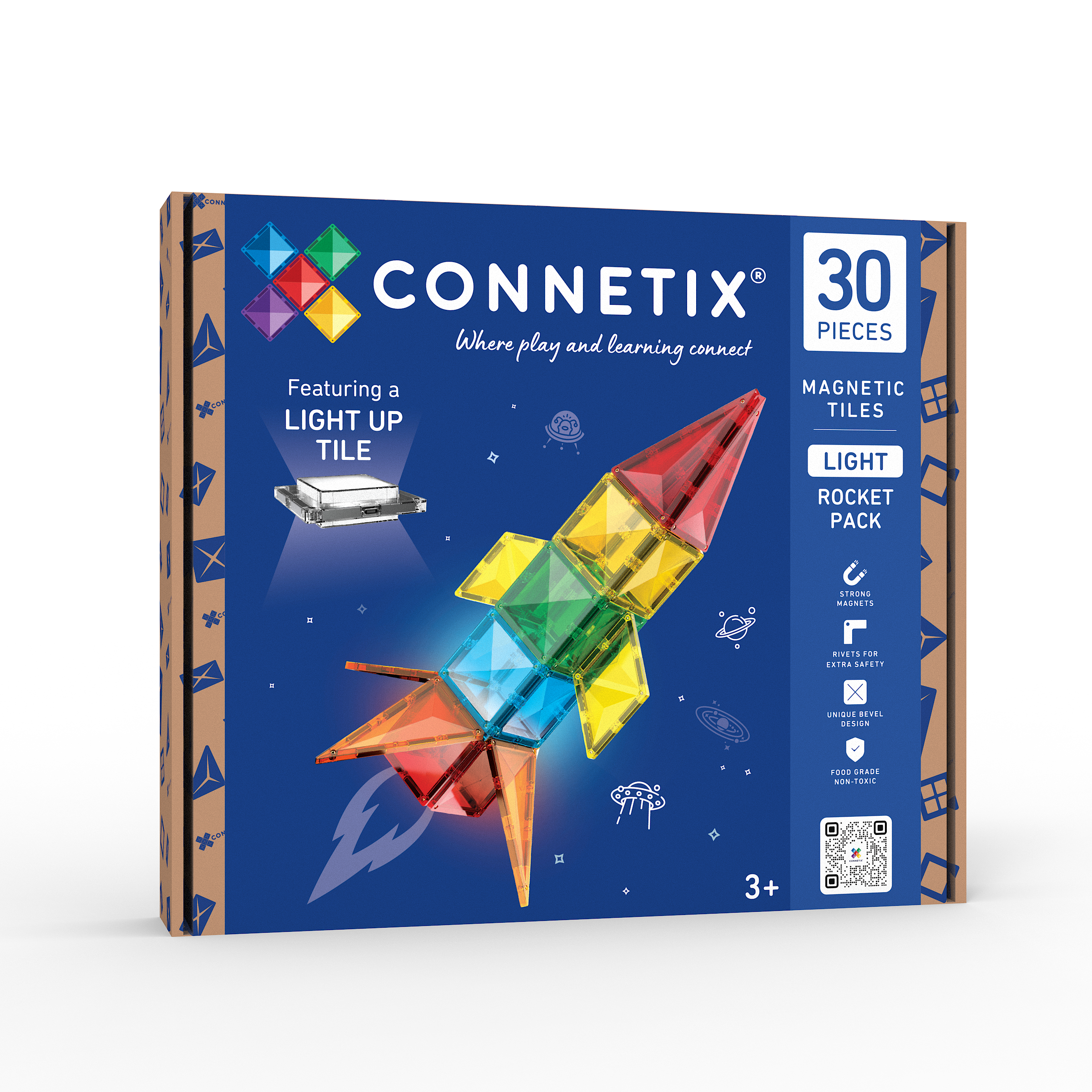 CONNETIX Magnetic Tiles 30 Piece Light Rocket Pack