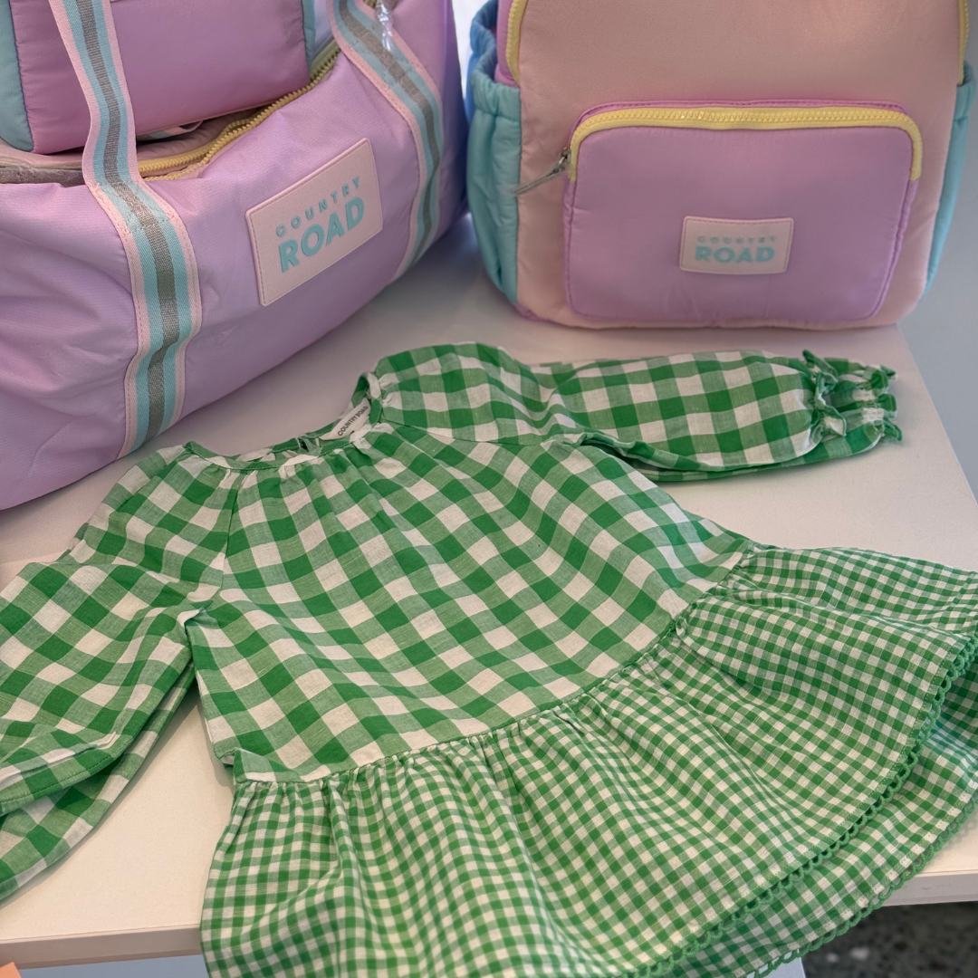 Country Road Gingham LS Mini Dress (Jade Green) Junior Kids Store Country Road Gingham LS Mini Dress (Jade Green) Junior Kids Store