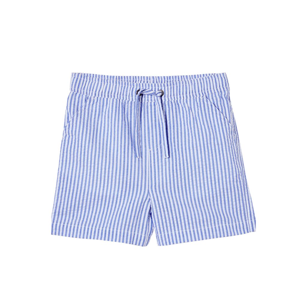 Milky Yacht Stripe Poplin Cotton Shorts (Blue Stripe)