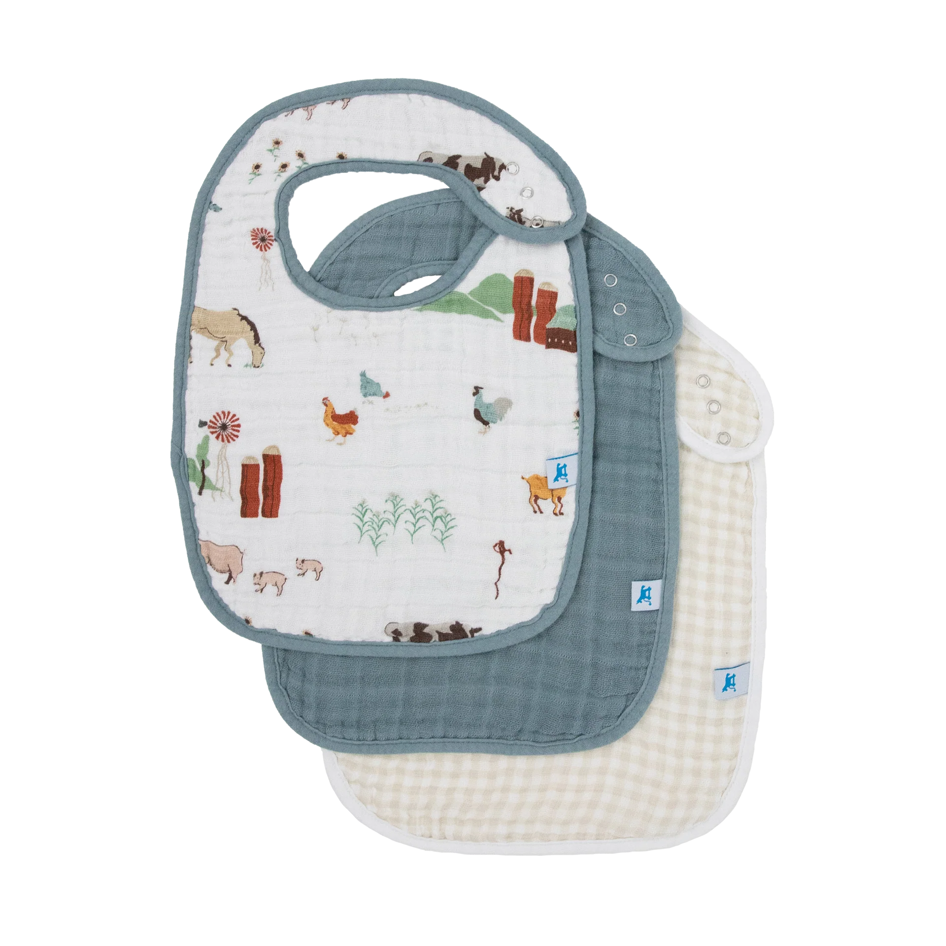 Little Unicorn Cotton Muslin Classic Bib 3 Pack (Farmyard)