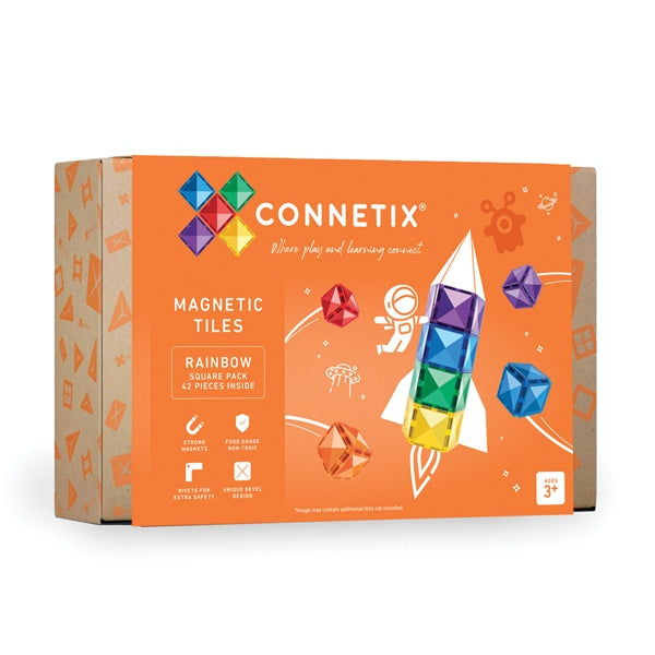 Connetix Tiles 42 Piece Square Pack (Rainbow)