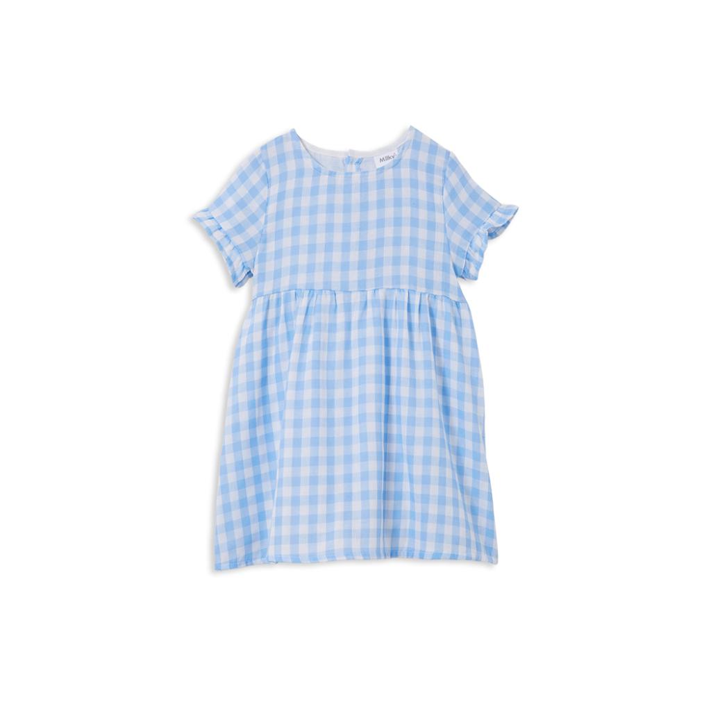 Milky Blue Check Dress