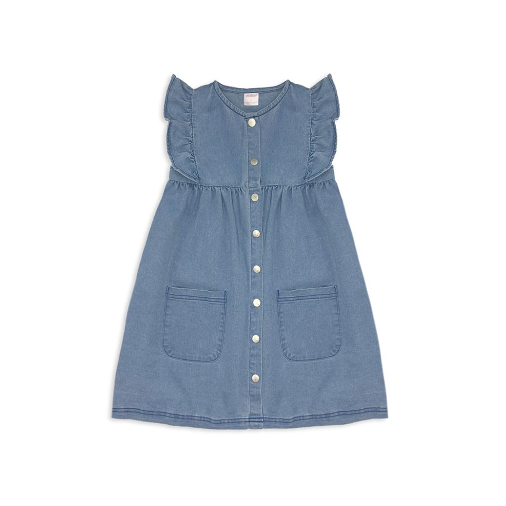 Milky Denim Frill Dress